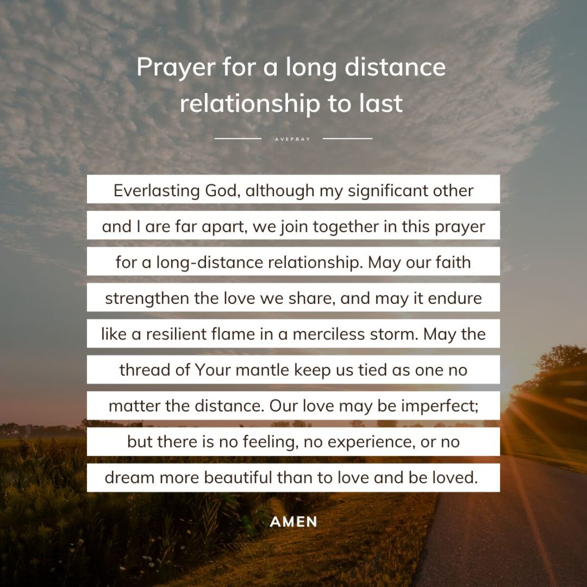 Prayer for a long distance relationship to last – AvePray